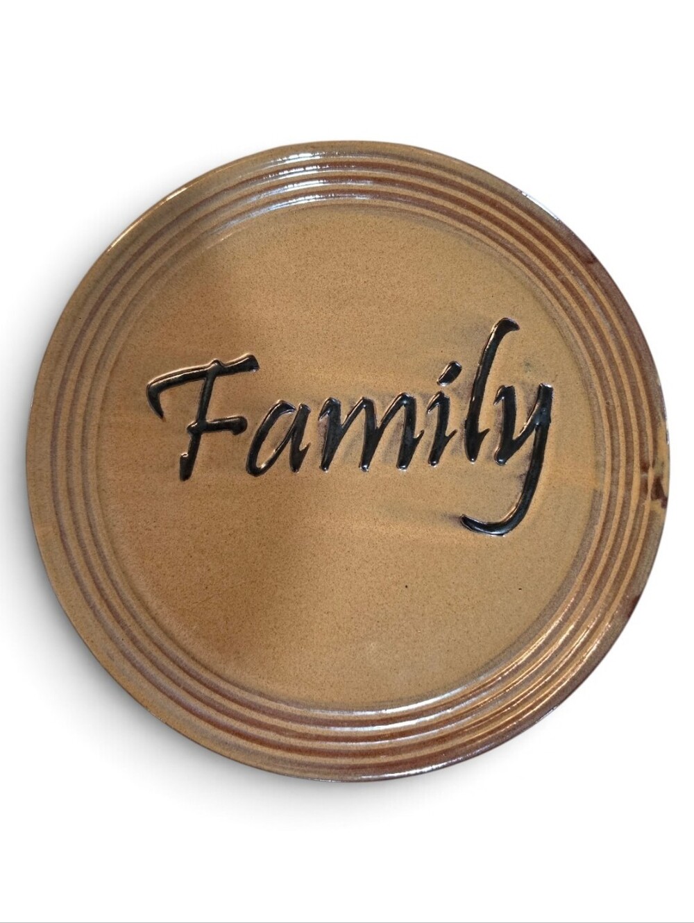 Rustic Brown 'Family' Stoneware Decorative Plate